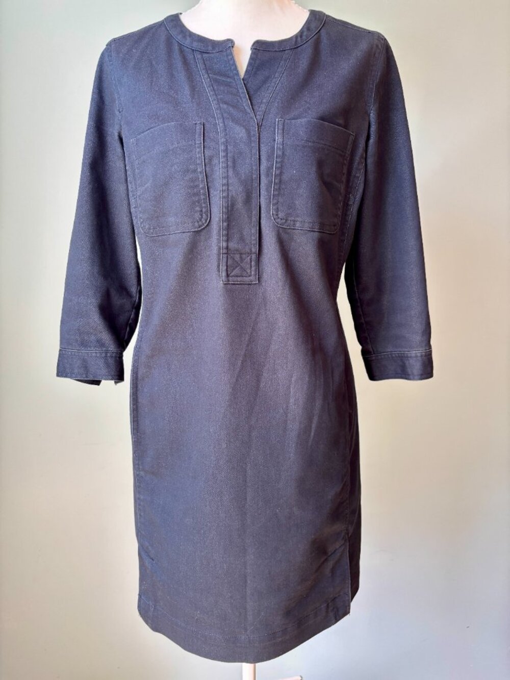 J Jill Petite Chambray Denim Tunic Dress 3/4 Sleeve Stretch - Petite X-Small